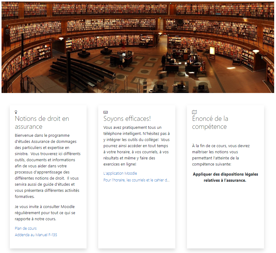 Page introductive de la plateforme technopédagogique actuelle